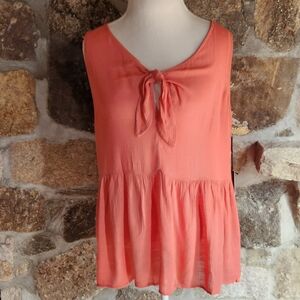 Doe & Rae NWT Women's Sleeveless Babydoll Tunic Top Orange Size L